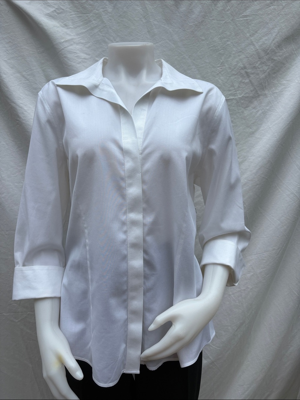 Talbots White Wrinkle-Resistant 3/4-Length Sleeved Shirt - Picture 12 of 14